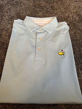 Masters! Light Blue Micro-Striped Polo!  Like new!  Size small! Augusta!